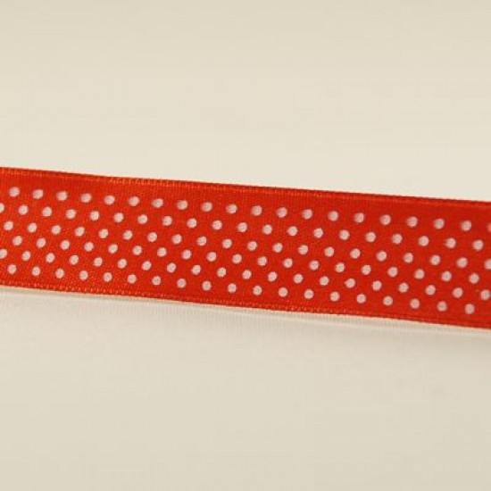Kırmızı Beyaz Puantiyeli Saten Kurdela 2 Cm. X 10 Metre