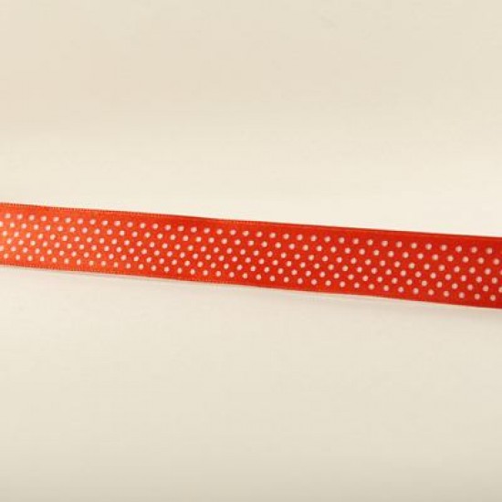 Kırmızı Beyaz Puantiyeli Saten Kurdela 2 Cm. X 10 Metre