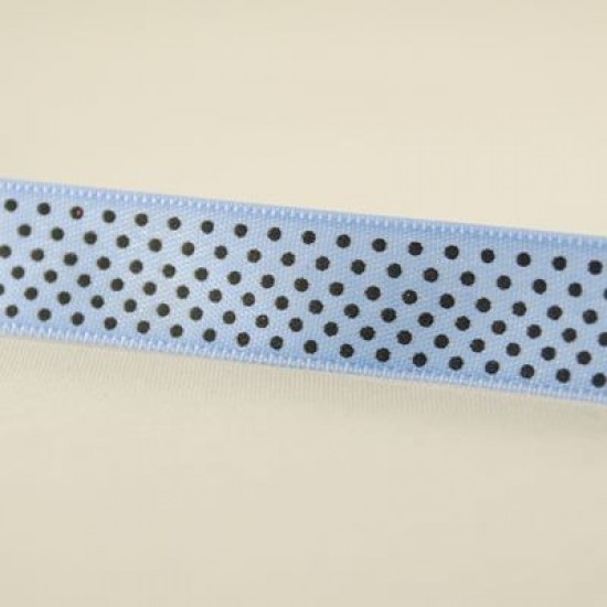 Mavi Siyah Puantiyeli Saten Kurdela 2 Cm. X 10 Metre