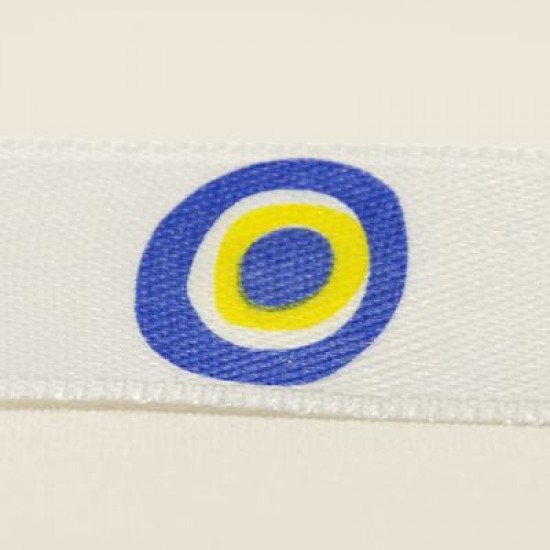 Nazar Boncuklu Saten Kurdela Beyaz 2 Cm. X 10 Metre