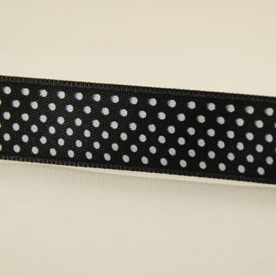 Siyah Beyaz Puantiyeli Saten Kurdela 2 Cm. X 10 Metre