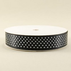 Siyah Beyaz Puantiyeli Saten Kurdela 2 Cm. X 10 Metre