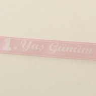1 Yaş Günüm Saten Kurdela Pembe 1 Cm. X 10 Metre