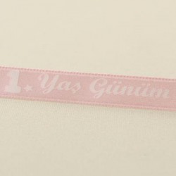 1 Yaş Günüm Saten Kurdela Pembe 1 Cm. X 10 Metre
