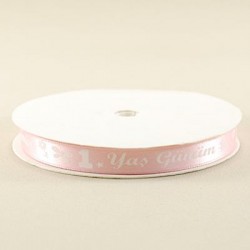 1 Yaş Günüm Saten Kurdela Pembe 1 Cm. X 10 Metre