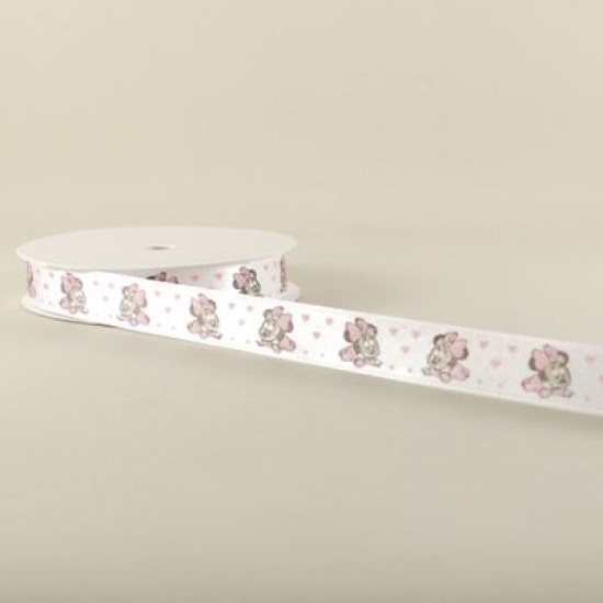Bebek Minnie Mouse Temalı Beyaz Saten Kurdela 1.5 Cm. X 10 Metre