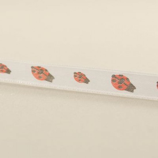 Kırmızı Uğur Böceği Saten Kurdela 1 Cm. X 10 Metre