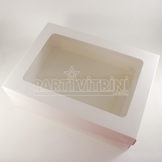 Beyaz Renk Asetat Kapaklı Kutu 28x20x9 Cm