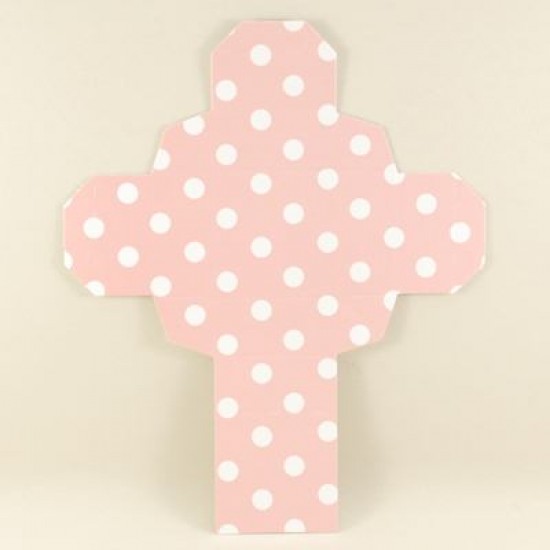 Pembe Puantiyeli Kare Kapaklı Karton Kutu 5X5X5 cm 10 Adet