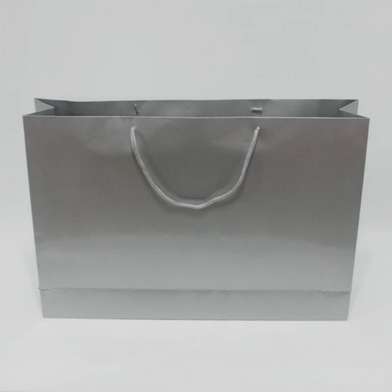 Gümüş Gri Renk Karton Çanta 56X38X12 Cm