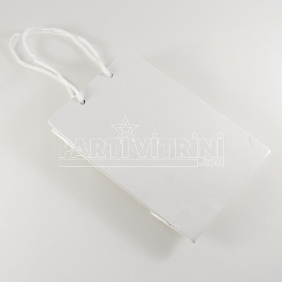 Beyaz Renk Karton Çanta 25X17X5 Cm 10 Adet