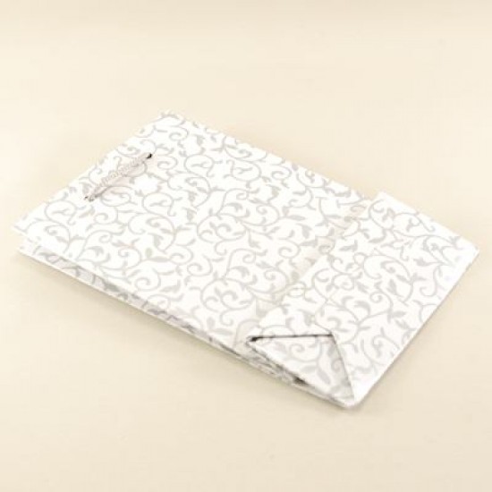 Gümüş Rengi Desenli Beyaz Karton Çanta 17X12X5 Cm 10 Adet
