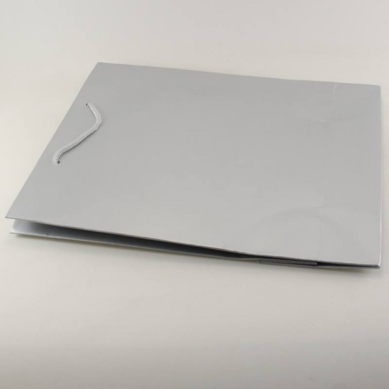 Gümüş Renk Karton Çanta 25X21X8 Cm 10 Adet