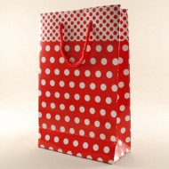 Kırmızı Puantiyeli Karton Çanta 17X12X5 Cm 10 Adet