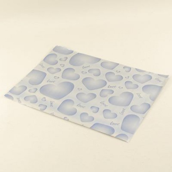 Mavi Kalp Figürlü Metalize Hediye Paketi 12 X 17 Cm 100 Adet