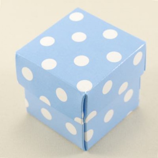 Mavi Puantiyeli Kare Kapaklı Karton Kutu 5X5X5 cm 10 Adet
