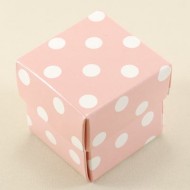 Pembe Puantiyeli Kare Kapaklı Karton Kutu 5X5X5 cm 10 Adet