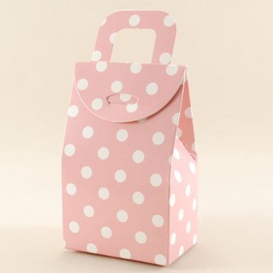 Pembe Puantiyeli Karton Çerez Ve Şekerlik 11x7x4.5 cm 10 Adet