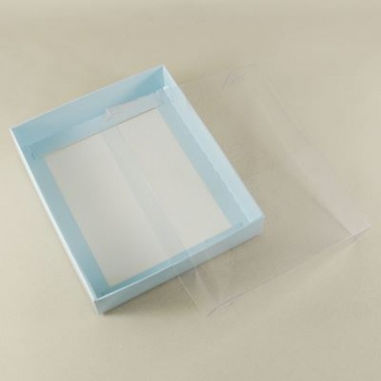 Bebek Mavi Renk Asetat Kapaklı Kutu 15x13x3 Cm