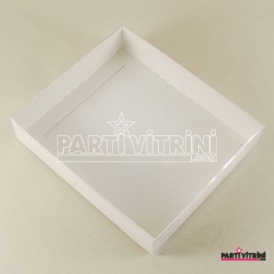 Beyaz Renk Asetat Kapaklı Kutu 15x13x3 Cm