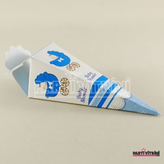 Erkek Bebek Mavi Baby Shower Şeker Külahı 12x4 cm 10 Adet