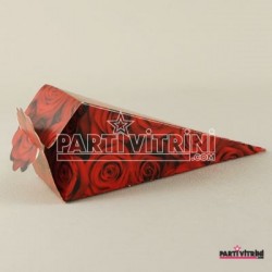 Gül Resimli Şeker Külahı 12.5 x4.5 cm 10 Adet