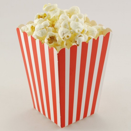 Kırmızı Çizgili Popcorn Kovası 8 Adet Parti Malzemeleri