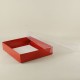Kırmızı Renk Asetat Kapaklı Kutu 15x13x3 Cm