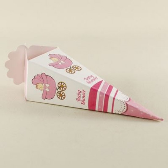 Kız Bebek Pembe Baby Shower Şeker Külahı 12x4 cm 10 Adet