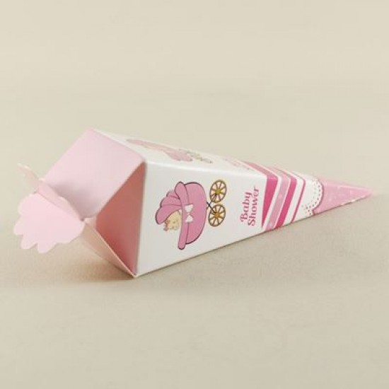 Kız Bebek Pembe Baby Shower Şeker Külahı 12x4 cm 10 Adet