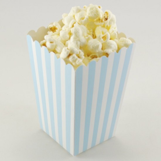 Mavi Çizgili Popcorn Kovası 8 Adet Parti Malzemeleri