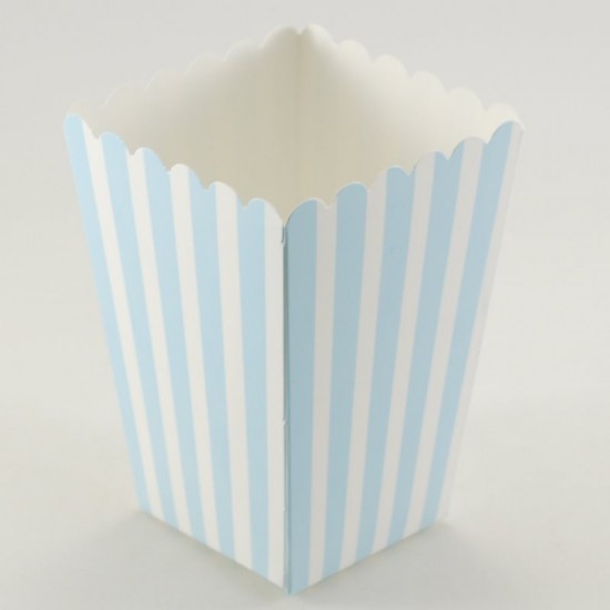 Mavi Çizgili Popcorn Kovası 8 Adet Parti Malzemeleri