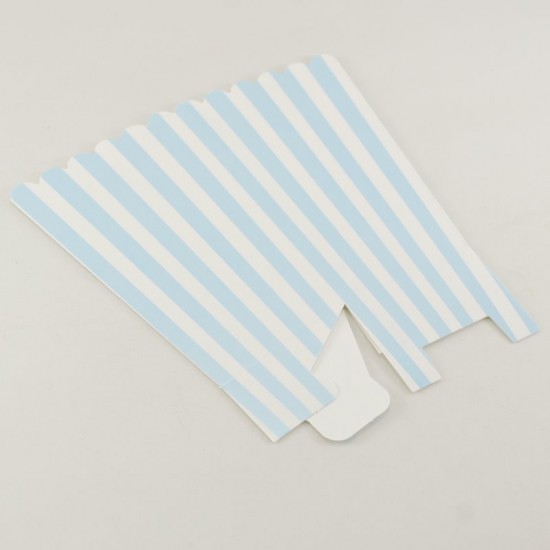 Mavi Çizgili Popcorn Kovası 8 Adet Parti Malzemeleri