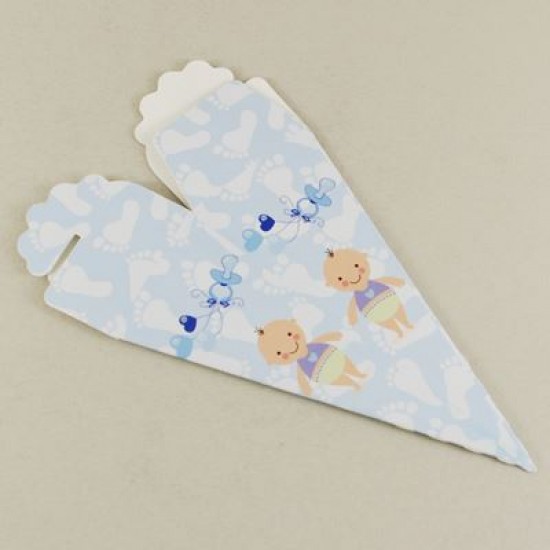 Mevlüt Külahı Mavi Erkek Bebek Ve Emzik Resimli 12.5x4.5 cm 10 Adet