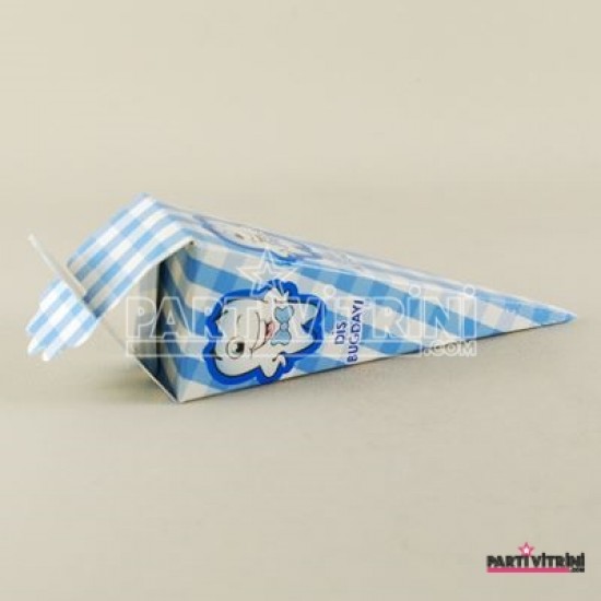 Mevlüt Külahı Mavi Pötikareli Diş Resimli 12x4 cm 10 Adet