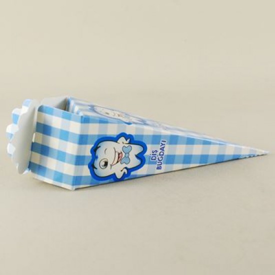 Mevlüt Külahı Mavi Pötikareli Diş Resimli 12x4 cm 10 Adet