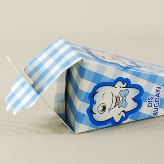 Mevlüt Külahı Mavi Pötikareli Diş Resimli 12x4 cm 10 Adet