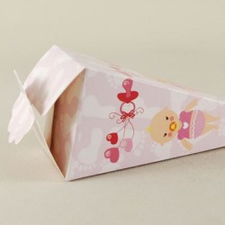 Mevlüt Külahı Pembe Kız Bebek Ve Emzik Resimli 12.5x4.5 cm 10 Adet