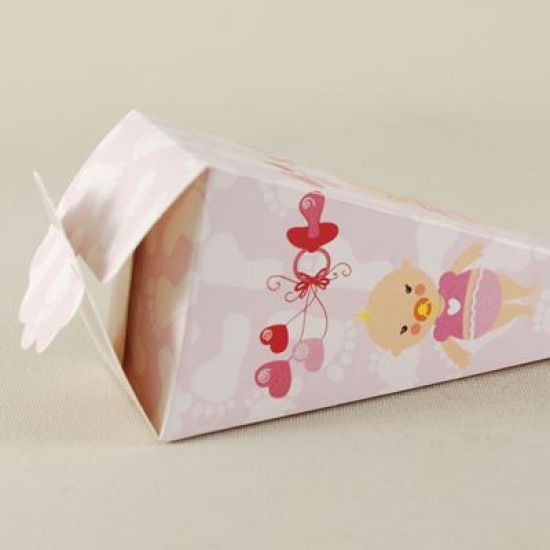 Mevlüt Külahı Pembe Kız Bebek Ve Emzik Resimli 12.5x4.5 cm 10 Adet