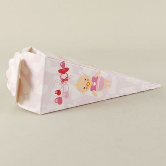 Mevlüt Külahı Pembe Kız Bebek Ve Emzik Resimli 12.5x4.5 cm 10 Adet
