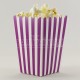 Mor Çizgili Popcorn Kovası 8 Adet Parti Malzemeleri