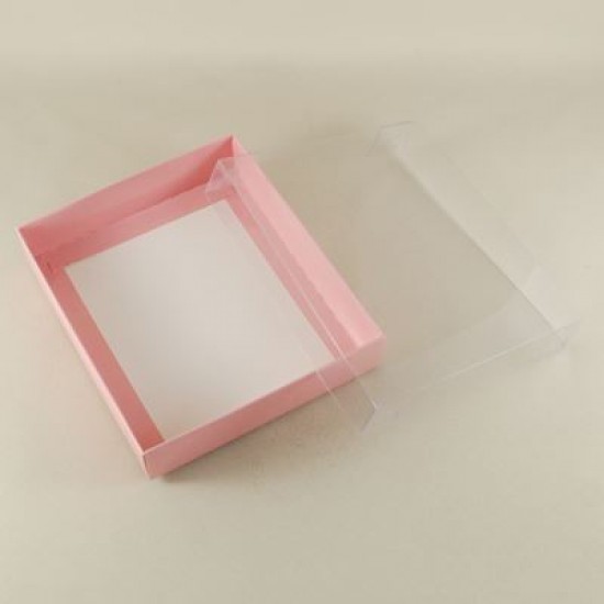 Pembe Renk Asetat Kapaklı Kutu 15x13x3 Cm