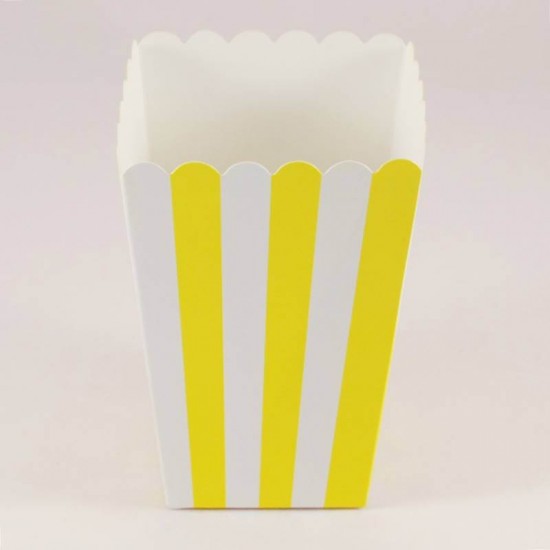 Sarı Çizgili Popcorn Kovası 8 Adet Parti Malzemeleri
