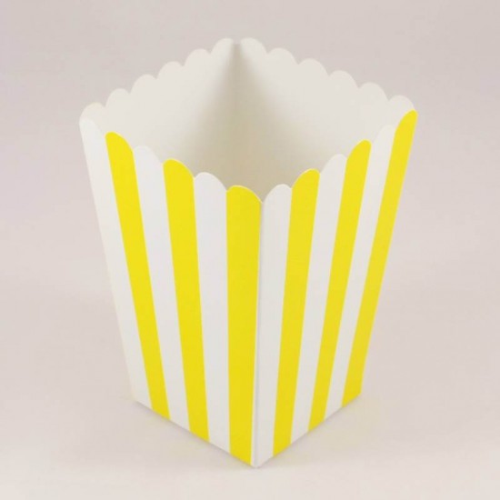 Sarı Çizgili Popcorn Kovası 8 Adet Parti Malzemeleri