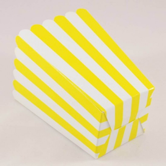 Sarı Çizgili Popcorn Kovası 8 Adet Parti Malzemeleri