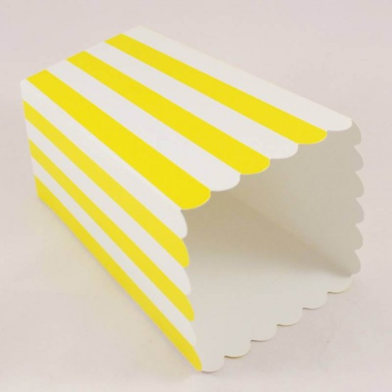 Sarı Çizgili Popcorn Kovası 8 Adet Parti Malzemeleri