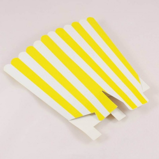 Sarı Çizgili Popcorn Kovası 8 Adet Parti Malzemeleri