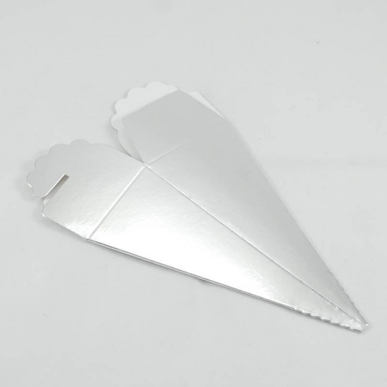 Şeker Külahı Gümüş Renk 12x4 cm 10 Adet