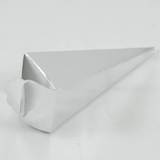 Şeker Külahı Gümüş Renk 12x4 cm 10 Adet