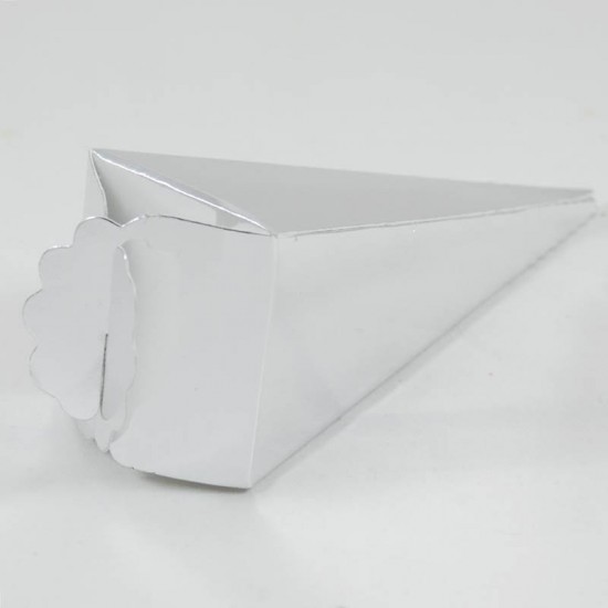 Şeker Külahı Gümüş Renk 12x4 cm 10 Adet
